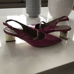 Anyi Lu patent leather slingback shoes